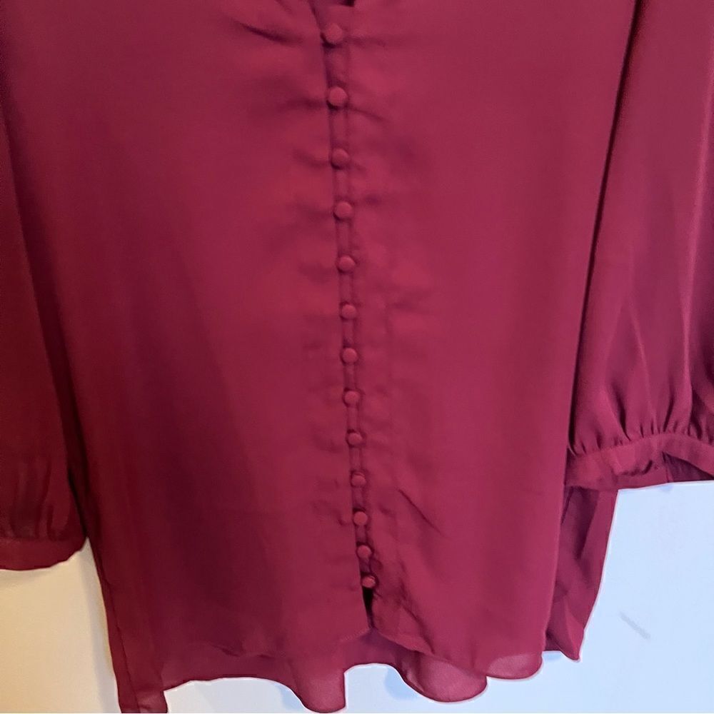 Everly Merlot button front blouse - Picture 6 of 10
